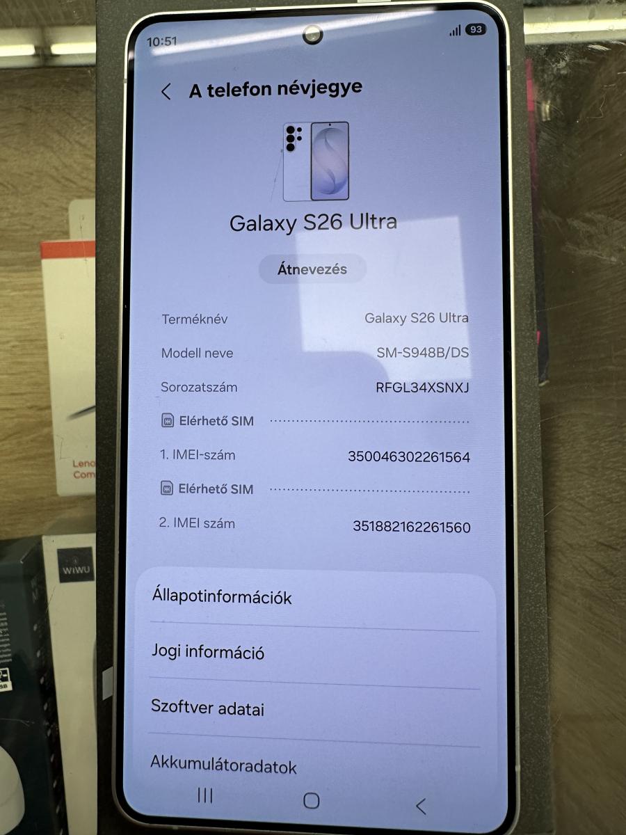 Samsung Galaxy S26 Ultra 5G, Dual SIM, Feh&eacute;r, 12/256GB (SM-S948B) , 