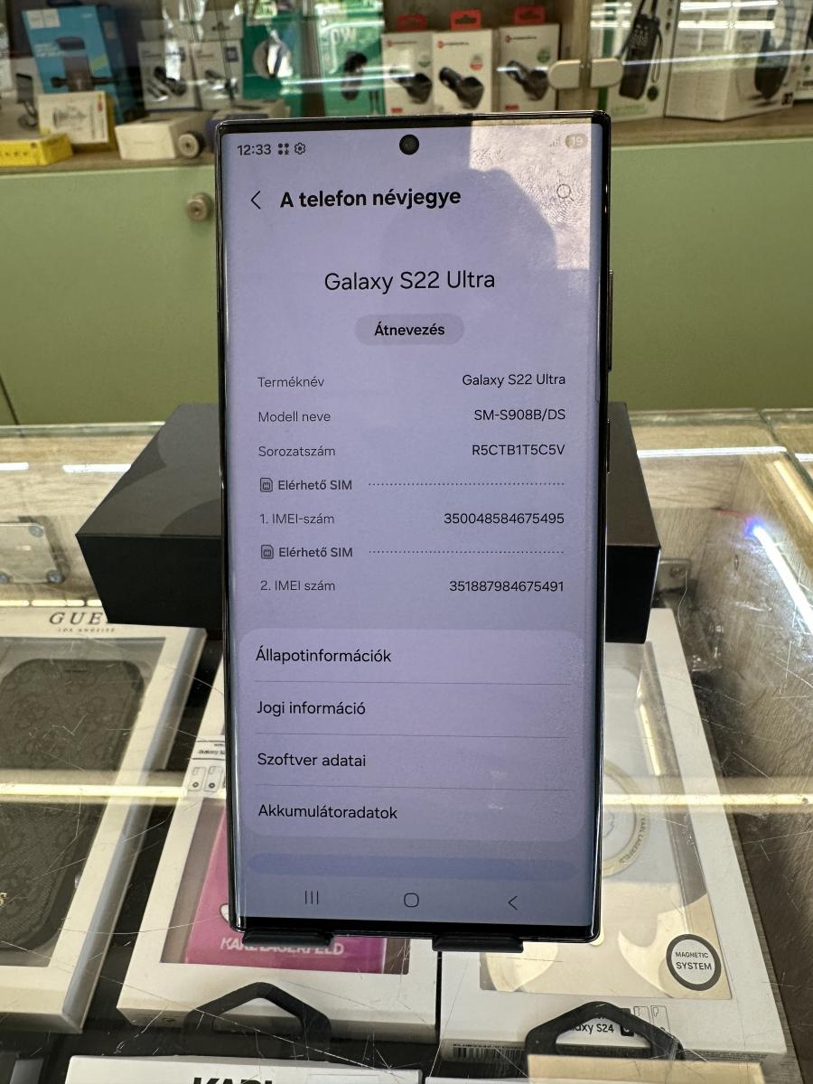 Samsung Galaxy S22 Ultra 5G 256GB/12GB RAM SM-S908B/DS Fekete, Haszn&aacute;lt mobiltelefon