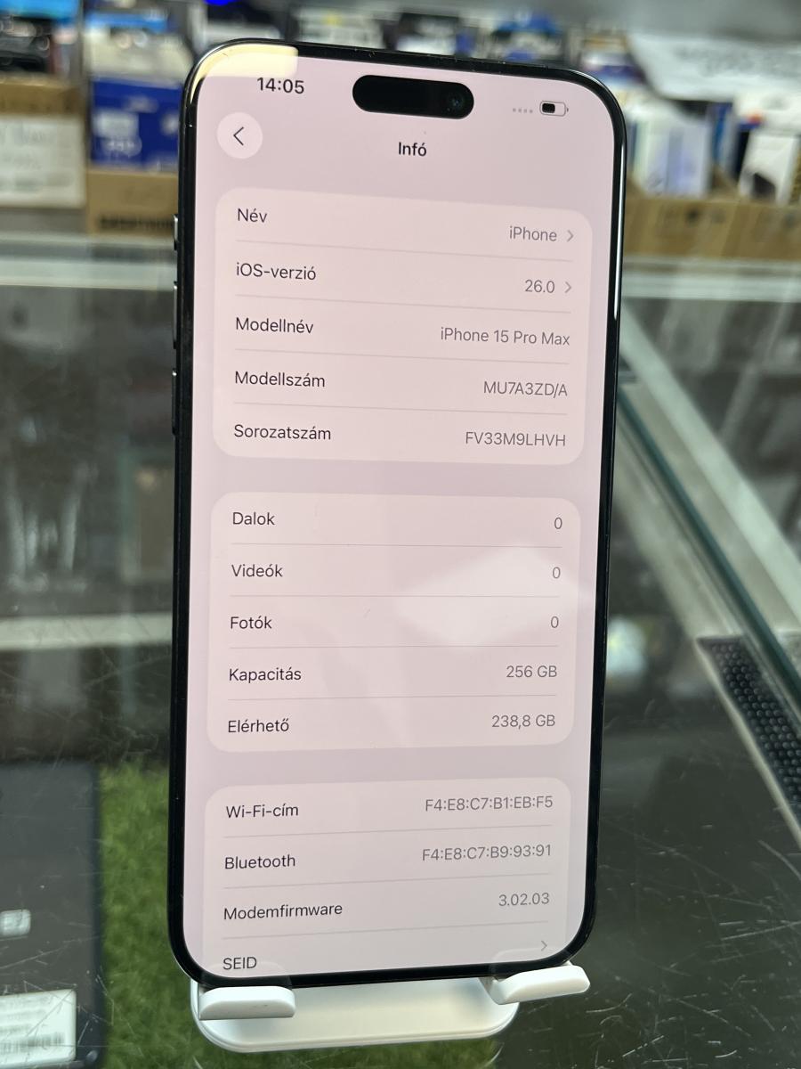 iPhone 15 PRO Max 256GB 5G K&eacute;k Mobiltelefon , HASZN&Aacute;LT