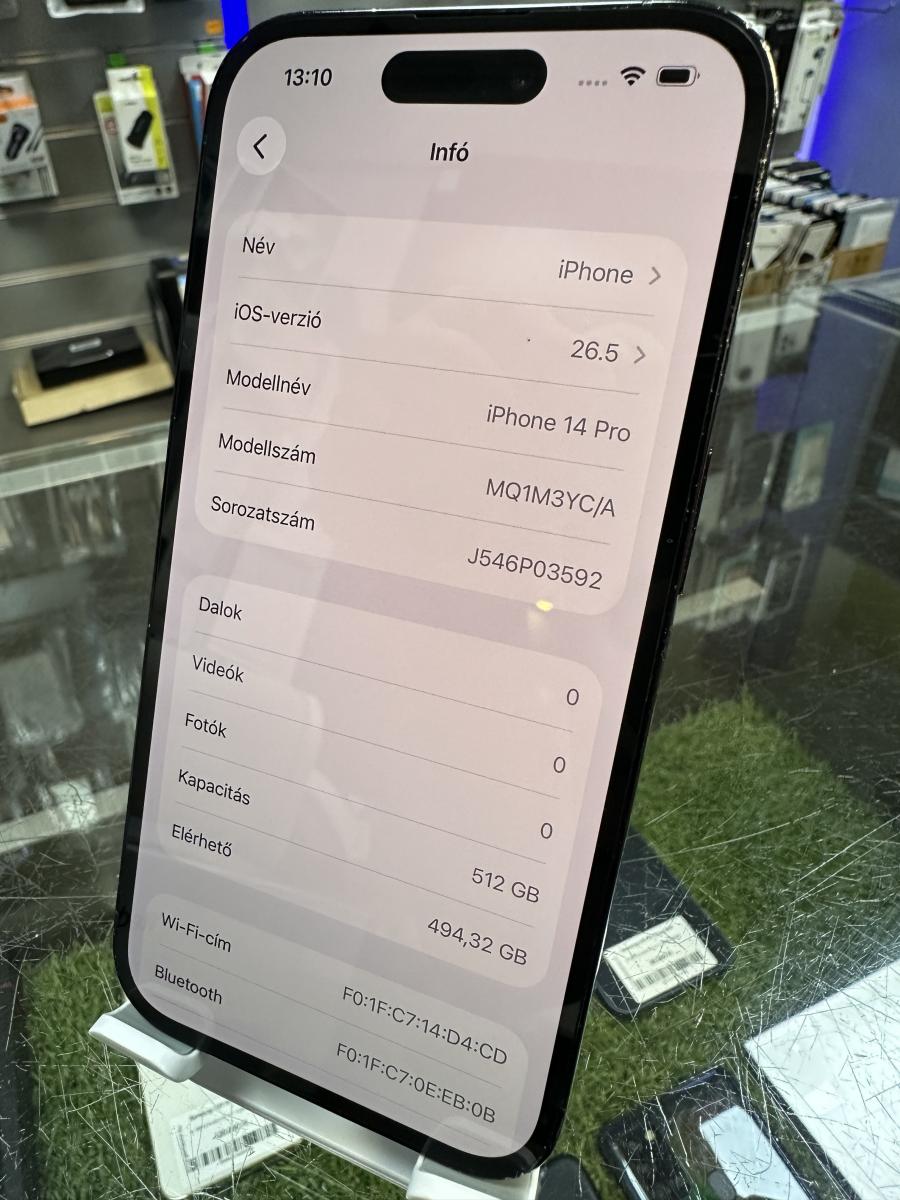 iPhone 14  Pro 512GB fekete haszn&aacute;lt mobiltelefon