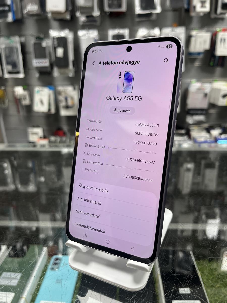 Samsung Galaxy A55 5G 128GB 8GB RAM Dual ( SM-A556B/DS ) Awesome Lilac, HASZNÁLT
