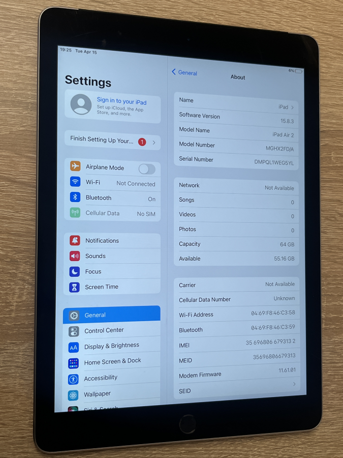 iPad Air 2 Wi-Fi +CELLULAR 32GB Space Gray 