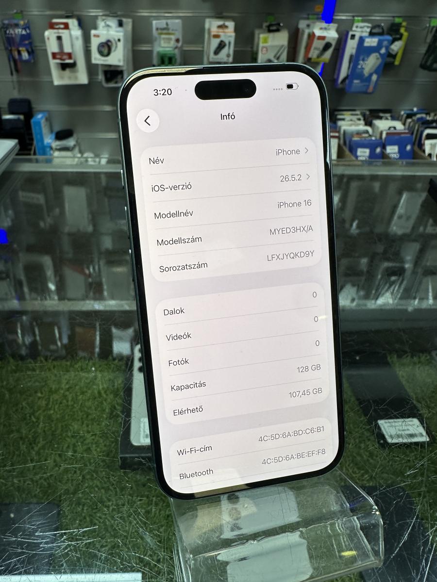 Apple iPhone 16 128GB mobiltelefon, Z&ouml;ld mobiltelefon