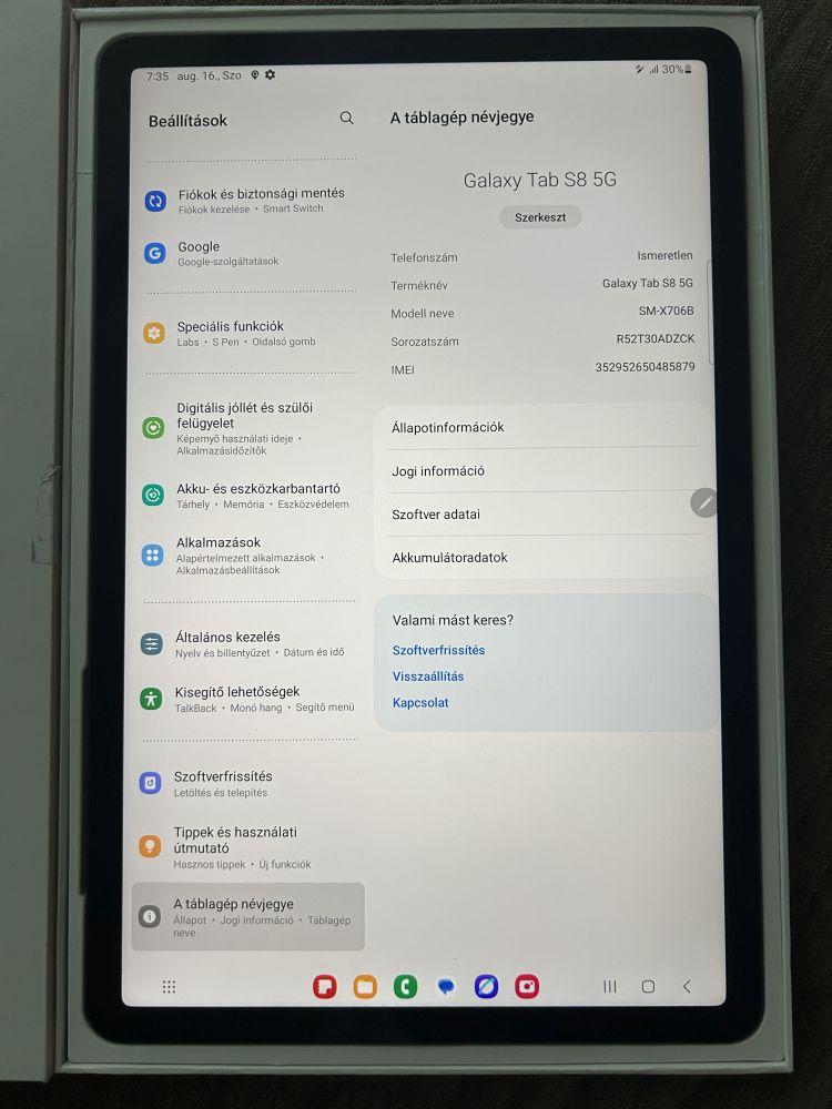 Samsung Galaxy Tab S8 ( SM-T706B ) 11" Wifi +CELLULAR 5G tablet + S Pen