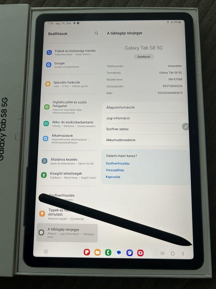 Samsung Galaxy Tab S8 ( SM-T706B ) 11" Wifi +CELLULAR 5G tablet + S Pen