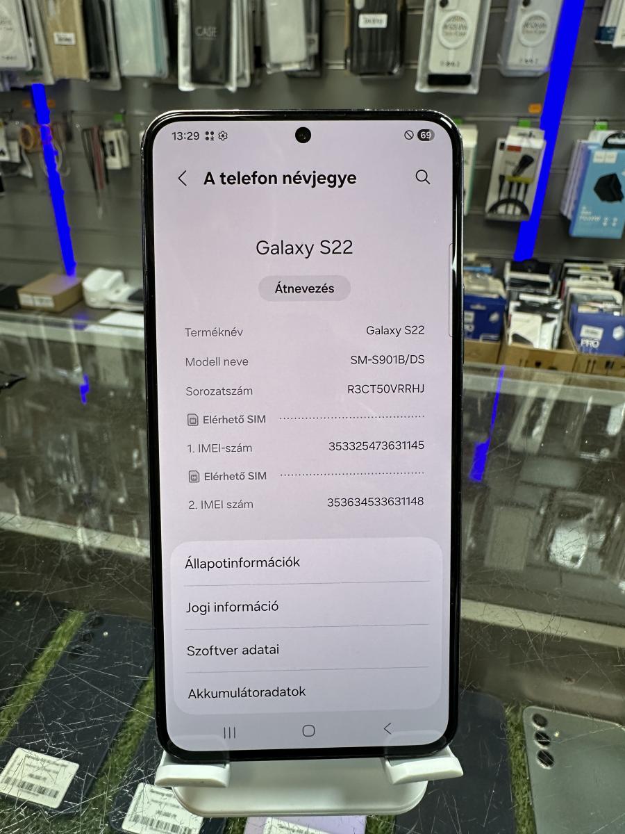 Samsung Galaxy S22  5G 128GB 8GB RAM SM-S901 FEKETE DUAL SIM MOBILTELEFON, HASZN&Aacute;LT
