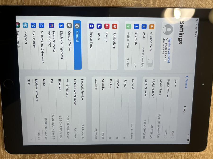  iPad 6. Gen 9.7 2018 Wi-Fi Cellular 32GB Space Gray 