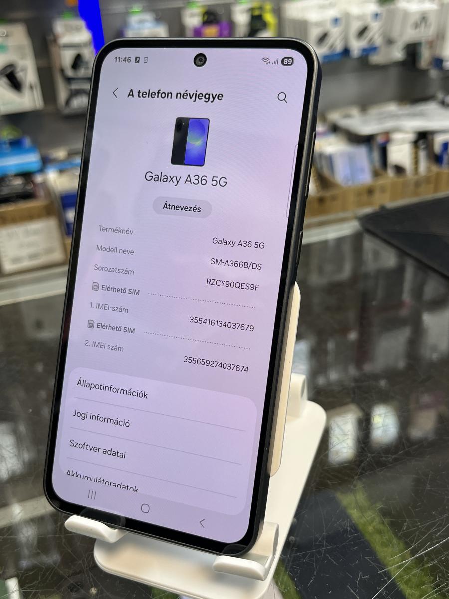 Samsung Galaxy A36 5G 128GB 6GB RAM Dual ( SM-A366B/DS ) Fekete, Haszn&aacute;lt