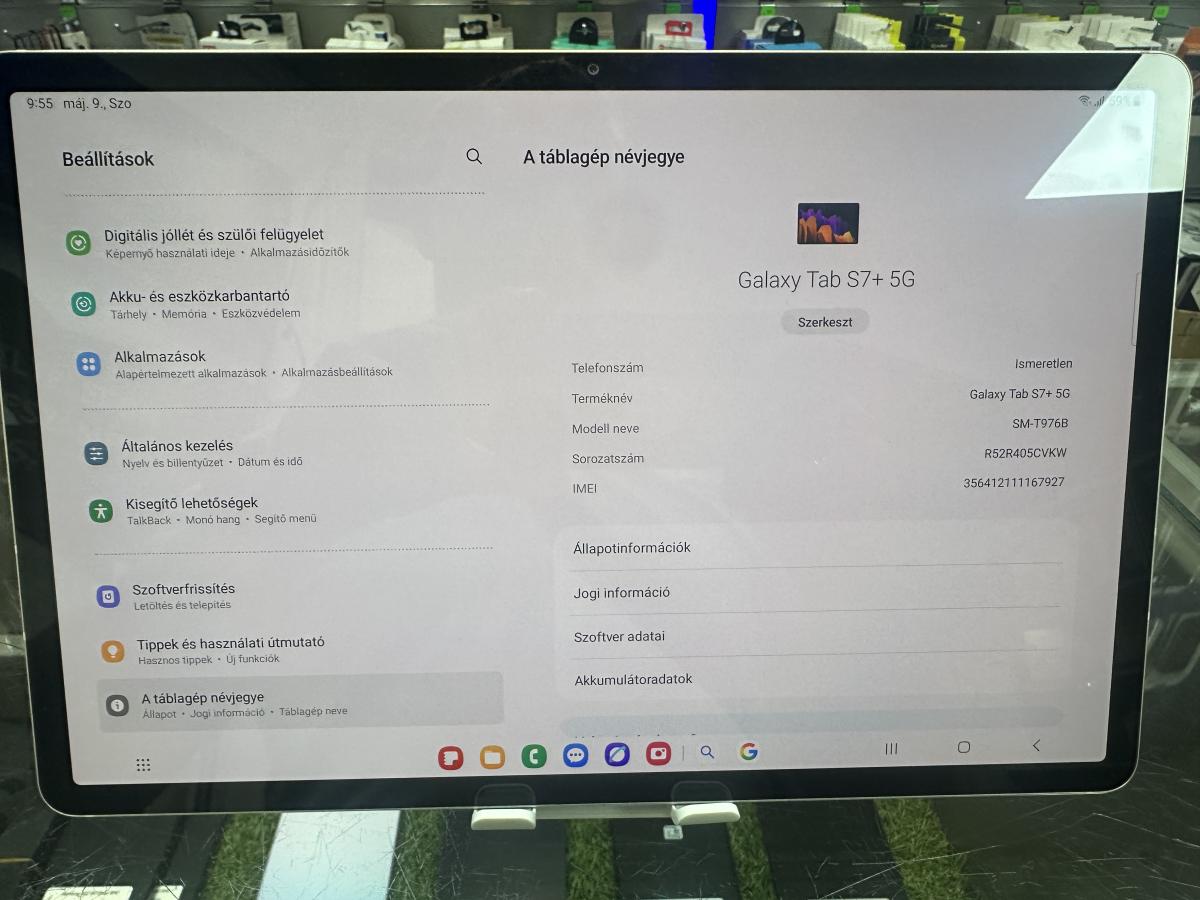 Samsung Galaxy Tab S7+ 5G+ 6/128GB 12.4"T&aacute;blag&eacute;p+ S Pen (SM-T976B), HASZN&Aacute;LT 