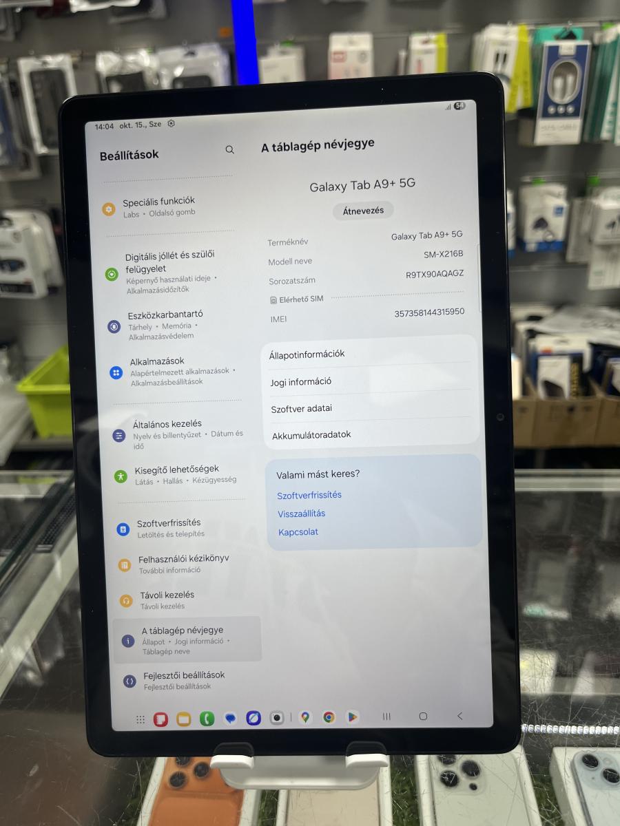 Samsung Galaxy Tab A9+ 11" (SM-X216B) 4G/64GB Wifi+5G Cellular tablet , fekete - 