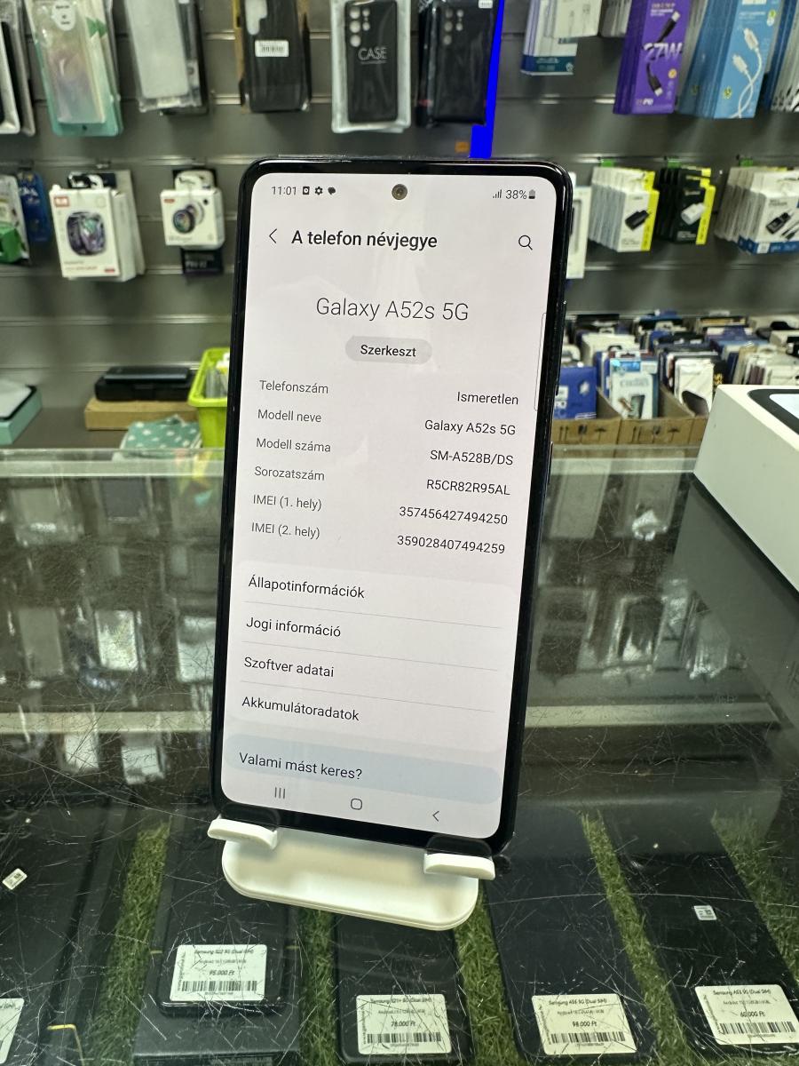 Samsung Galaxy A52s 5G 128GB 6GB RAM Dual (A528) Mobiltelefon, fekete