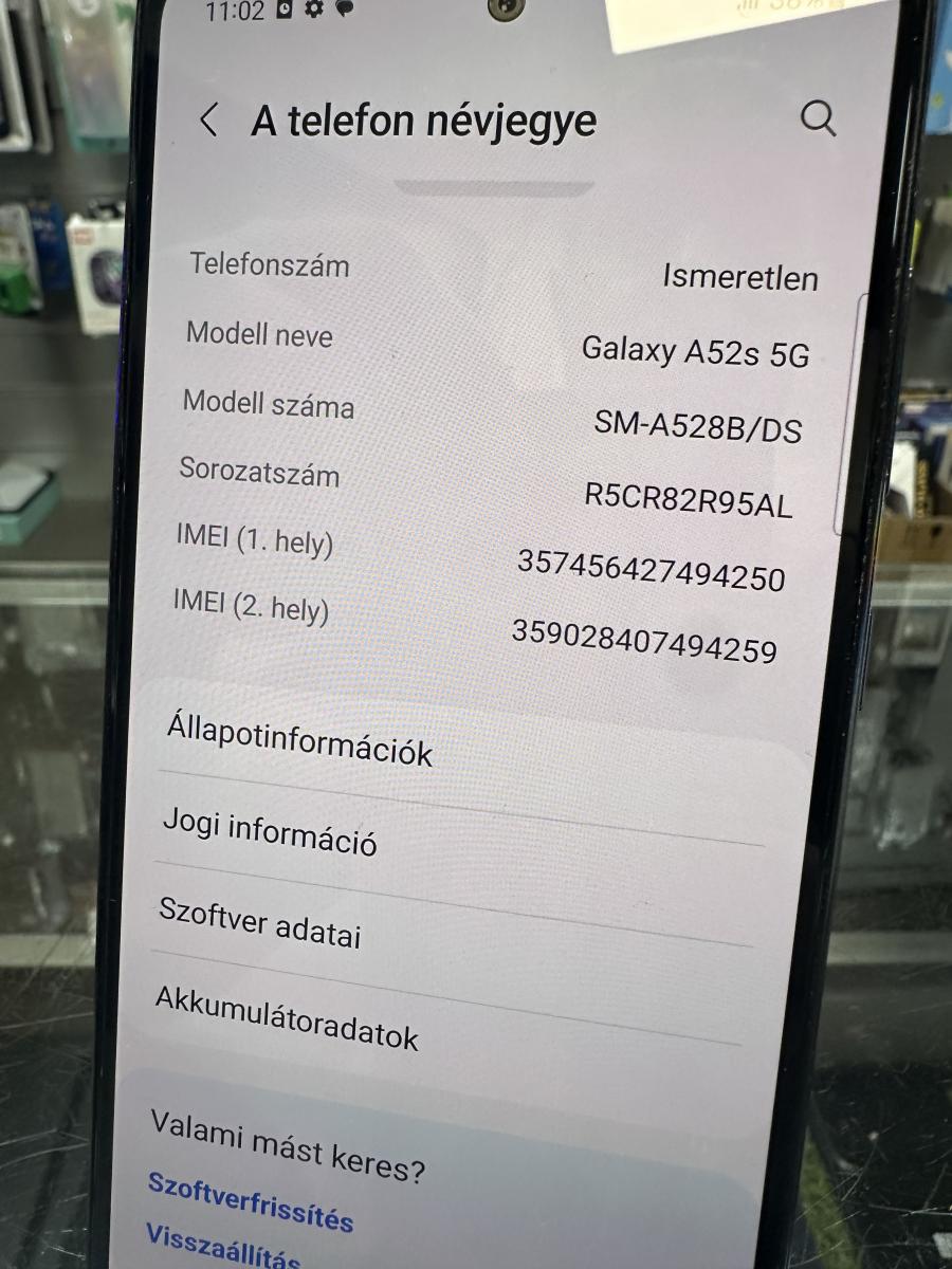 Samsung Galaxy A52s 5G 128GB 6GB RAM Dual (A528) Mobiltelefon, fekete