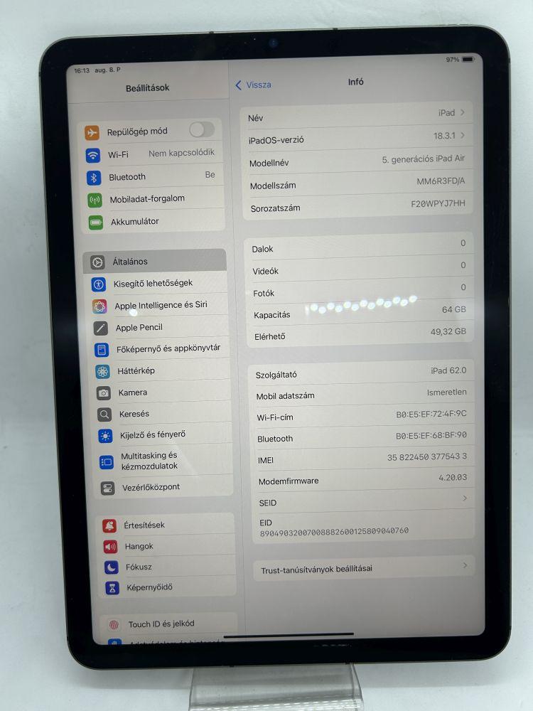 iPad Air 5. Gen M1 2022 (Wi-Fi+Cellular 5G ) 64GB Space Gray