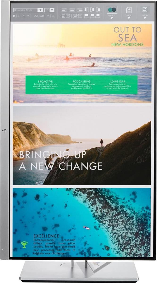 HP EliteDisplay E233 23"FHD Üzleti Monitor HDMI, DP, VGA, 2xUSB , Fekvő/álló mód, emelhető, HASZNÁLT 
