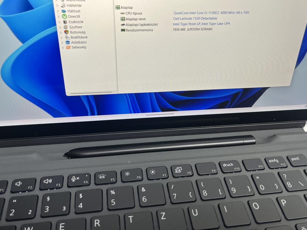 DELL Latitude 7320 Detachable 13"FHD+ TOUCH I5-1130G7 1.10 GHZ 8GB/256GB Win11 Pro, 2in1 Tablet/laptop levehető billentyüzettel, Felújított