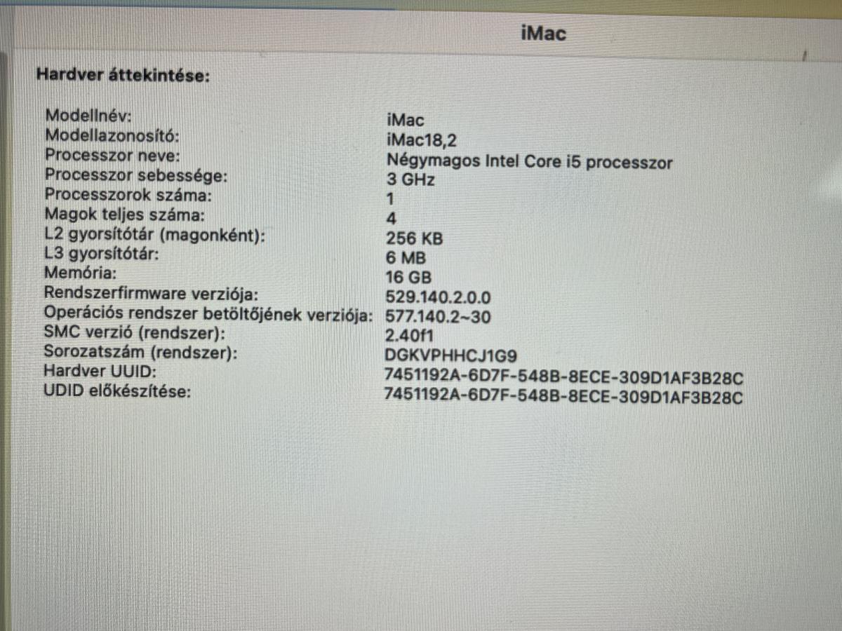 Apple iMac 18,2 21.5" 4K Mid 2017 ( A2116 ) Core i5-7400  3.00 16GB RAM/ 512GB SSD  Radeon Pro 555X/2GB 