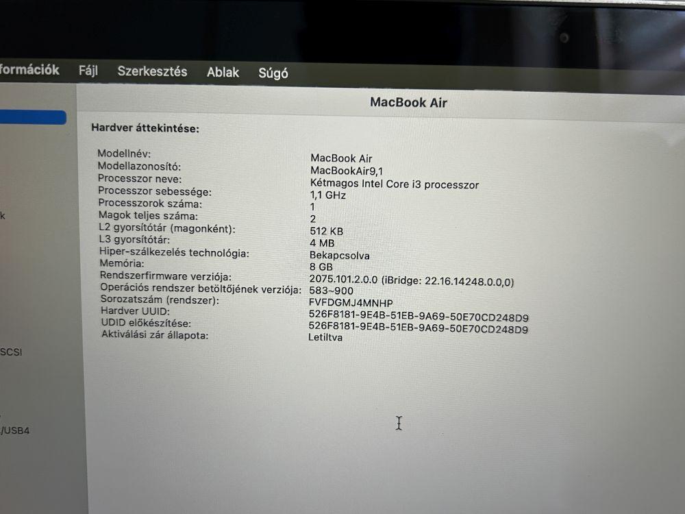 Apple MacBook Air 2020 13" Retina 9,1  Intel I3-1000NG4 1.1GHz 8GB / 256G SSD Space Gray