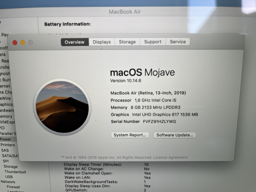 Apple MacBook Air8,2 2019 13" Retina i5-8210Y 1.6GHz 8GB/128G SSD SPACE GRAY