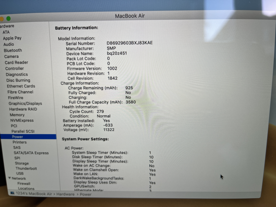 Apple MacBook Air8,2 2019 13" Retina i5-8210Y 1.6GHz 8GB/128G SSD SPACE GRAY