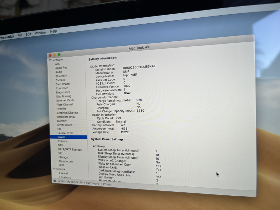 Apple MacBook Air8,2 2019 13" Retina i5-8210Y 1.6GHz 8GB/128G SSD SPACE GRAY