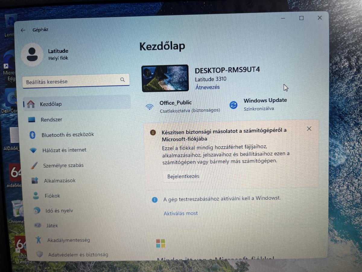 DELL Latitude 3310 13.2"HD i5-8265U 1.60GHz 8GB 250GB Win11 Felújított Notebook