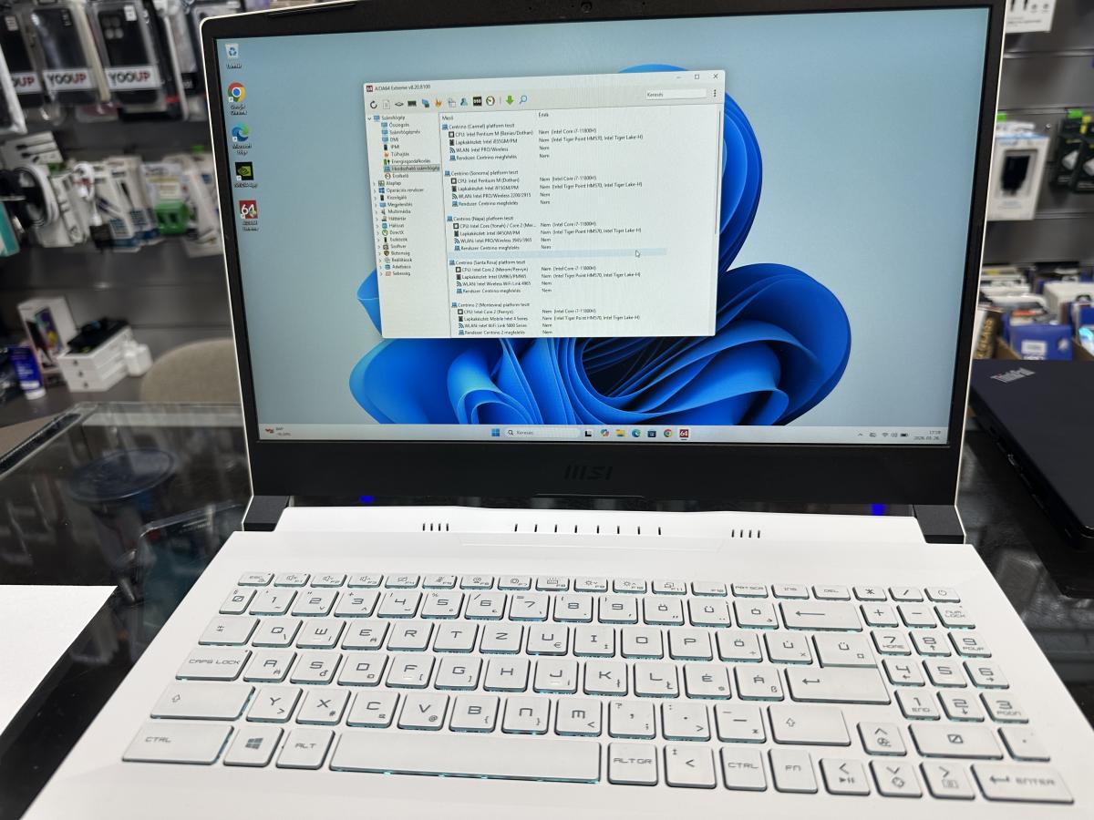 MSI Sword 15 A11UD-022XHU - 15.6" FullHD , i7-11800H 4.60 GHz, 16GB, 500GB SSD, RTX 3050 Ti, Win11 Prof - Feh&eacute;r , Fel&uacute;j&iacute;tott, Magyar billenty&uuml;zet