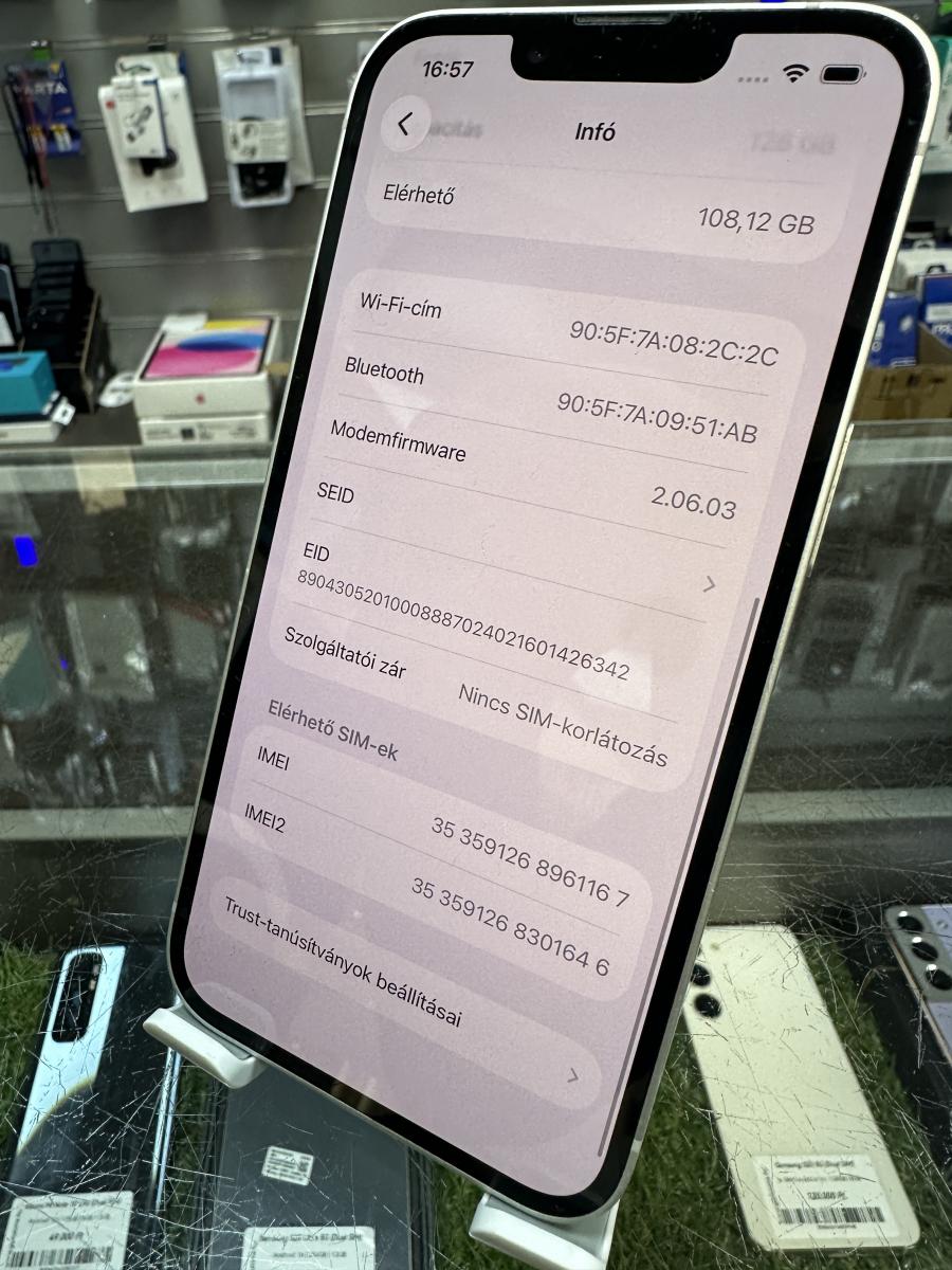 Apple iPhone 16e 128GB mobiltelefon feh&eacute;r, MD1R4F/A
